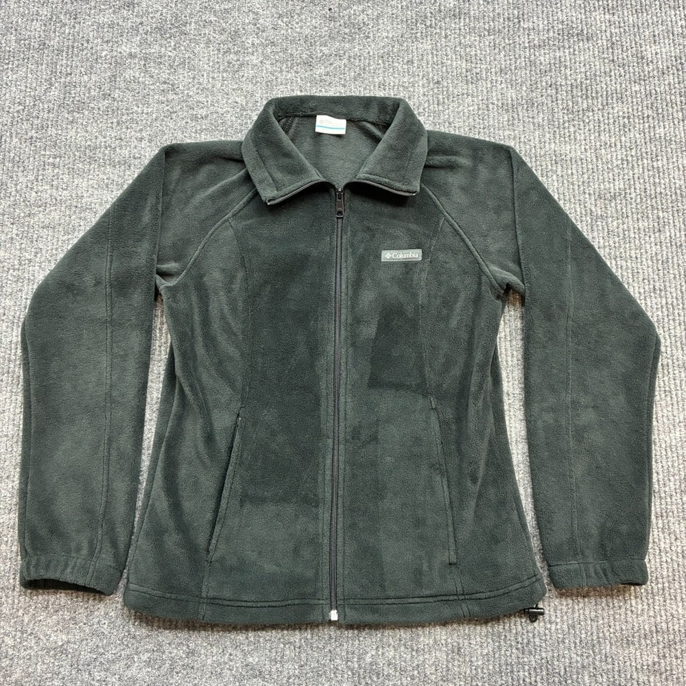 Columbia Sportswear Womens Size M Green Fleece Jacket Full Zip Outdoor Hiking